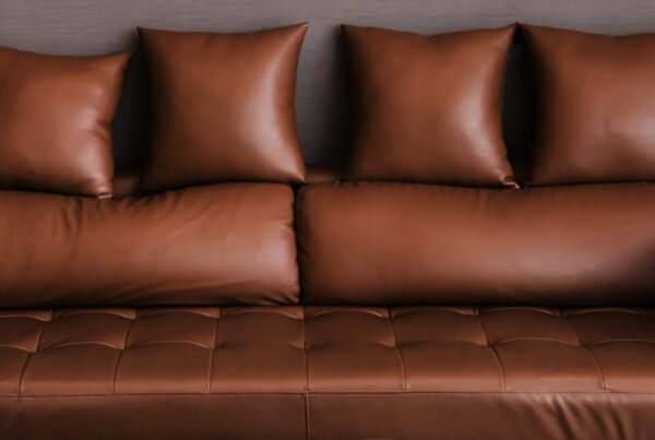 brown leather sofa for interior design of living room